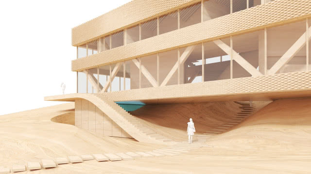 Dom z Grotą - wizualizacja, podjazd