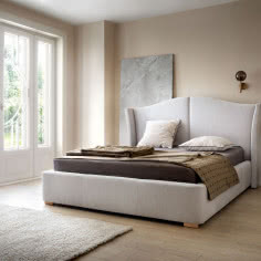 Aranżacja sypialni z łóżkiem tapicerowanym Charlotte