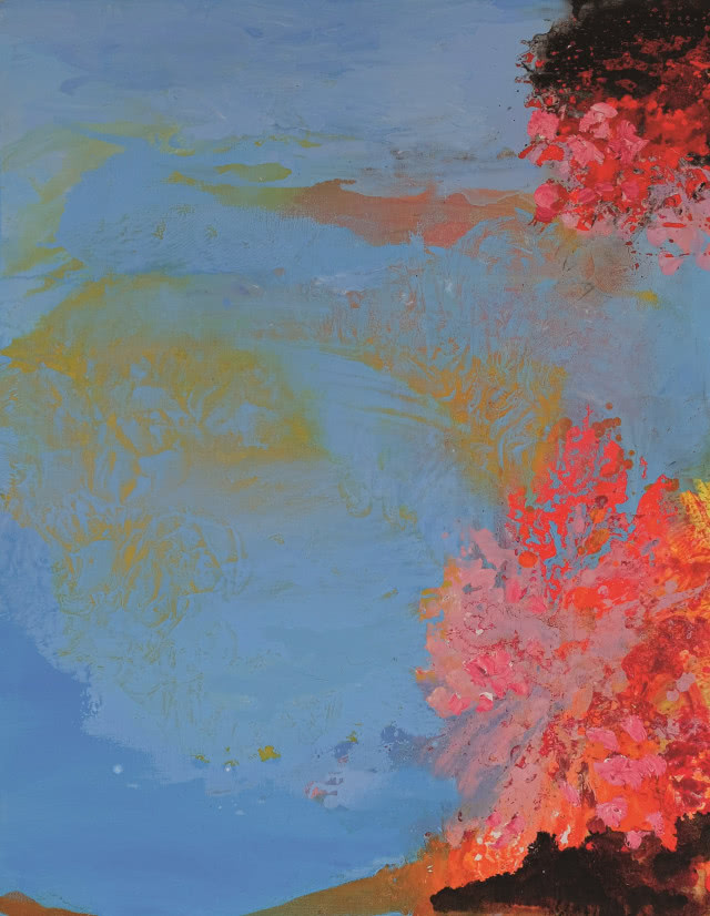 Agnieszka Zawisza, „Kwiaty w pejzażu morskim”, 2021, olej, płótno, 90 x 70 cm, www.azawisza.com, cena 4200 zł