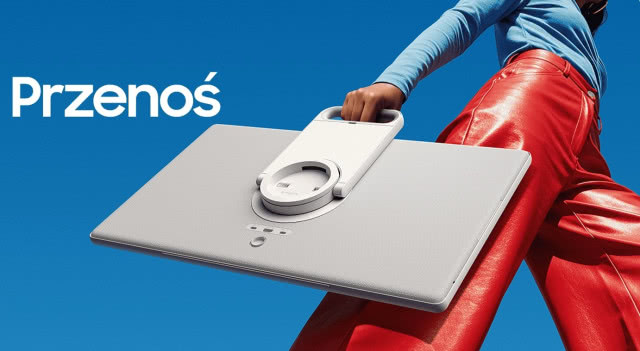 Samsung The Movingstyle z ergonomicznym uchwytem do przenoszenia – przenośny ekran dotykowy Smart TV z odłączaną podstawą i baterią
