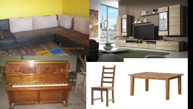 Posiadane pianino i sofa oraz meble planowane