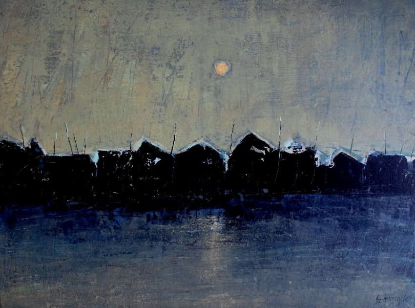 Szymon Adamczyk, "Domki na wodzie",  akryl na...