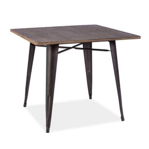 Stół Almir, metalowe nogi, drewniany blat, wym: 90 x 90 x 77 cm