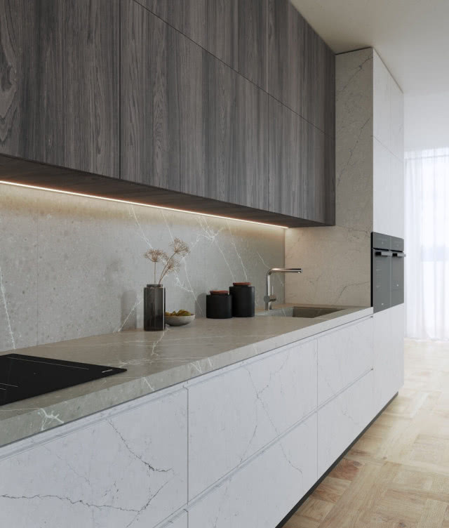marmur ściana w kuchni