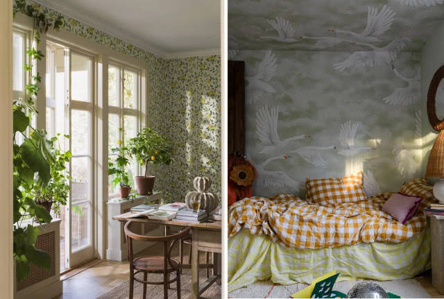 zielona tapeta we wzory