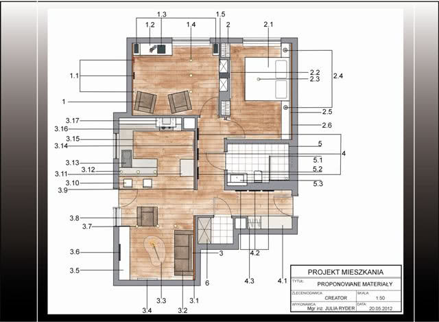Mieszkanie dla muzyka - projekt wnętrza Julia...