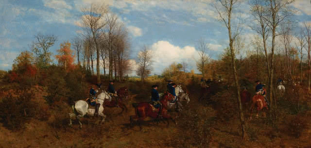 Maksymilian Gierymski, "Polowanie »par force« na jelenia", 1874, Kunsthalle Kiel, nr inw. 903
