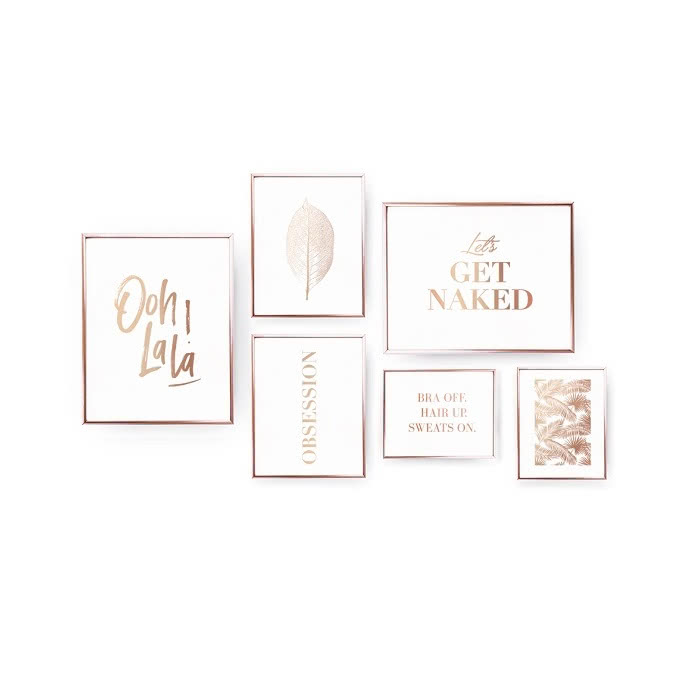 Zestaw 6 plakatów Obsession, różowe złoto, ZŁOTE...