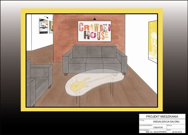 Mieszkanie dla muzyka - projekt wnętrza Julia...