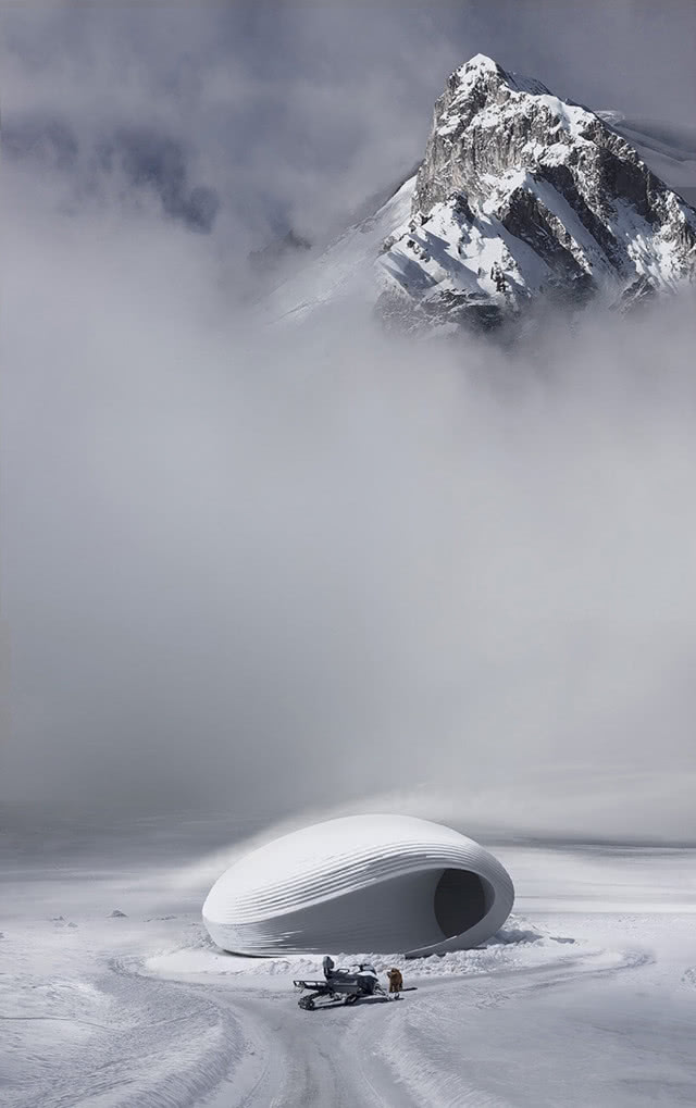 Pawilon w ekstremalnych warunkach tworzy naturalną izolację.