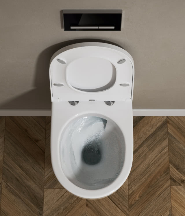 toaleta z systemem spuszczania wirowym wody