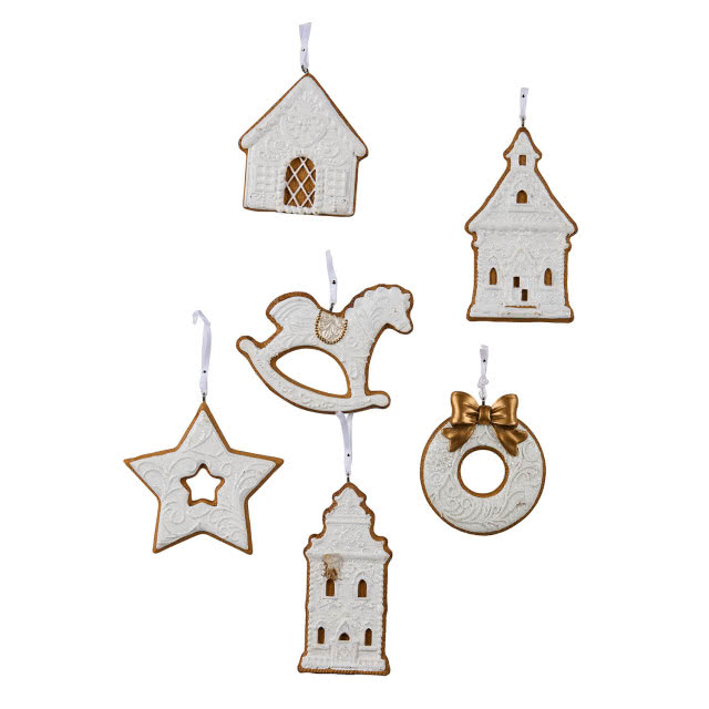 domy, wieniec, konik na biegunach, gwiazdka - zawieszki