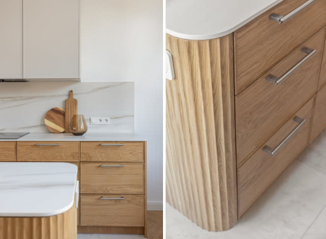 ryflowana kuchnia z forniru