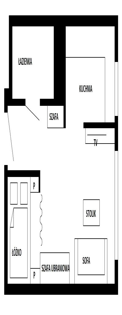 Rzut mieszkania - propozycja aranżacji salonu