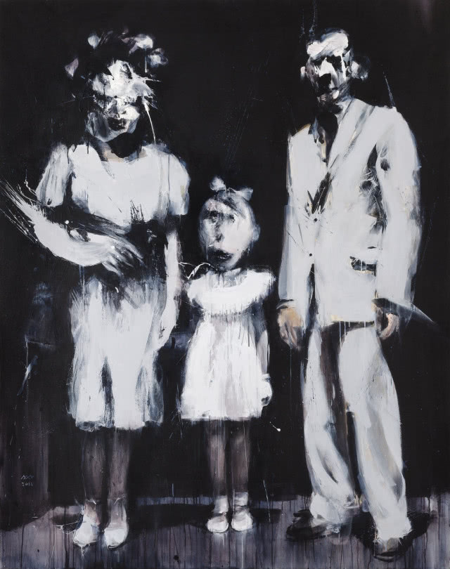 Miroir Noir, Papa et Mama, akryl na płótnie, 190x160 cm, 2014, fot. Jakub Hauskrecht