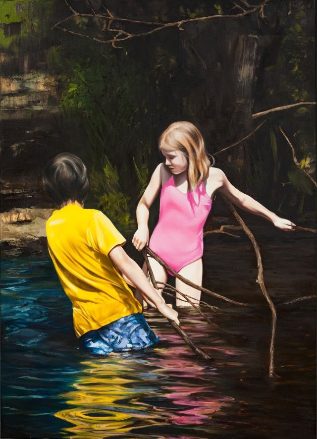 Veronika Šramaty, In the Lake, olej na płótnie, 160 x 115 cm, 2016, fot. Jakub Hauskrecht