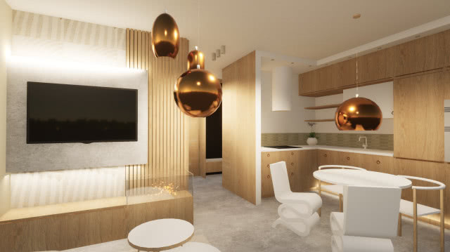 Aranżacja salonu w drewnie