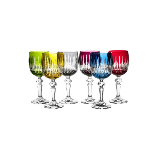 kieliszki do białego wina, kolorowe