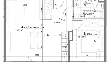 Mieszkanie z 2 pokojami - aranżacja