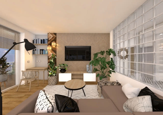 Aranżacja salonu w stonowanych barwach