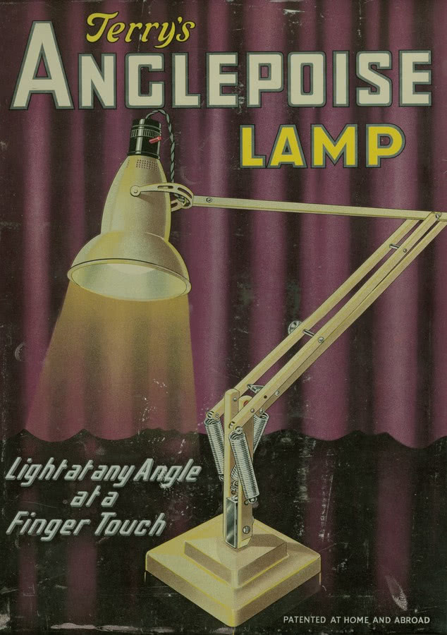 Plakat z lat czterdziestych - lampa Anglepoise