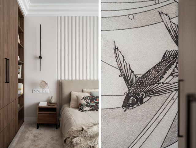 stonowane mieszkanie w beżu, brązie i ze sztukaterią