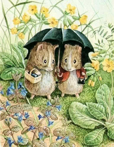 Dwie niegrzeczne myszki według Beatrix Potter.