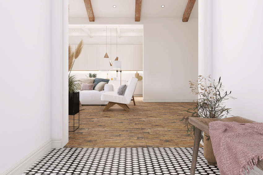 Heksagon Stella Black & White Matowy, Raw Decor