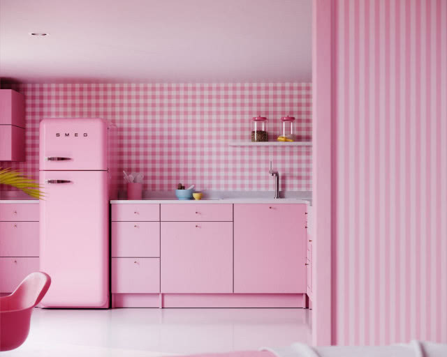 różowa kuchnia