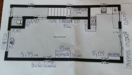 Aranżacja długiego salonu