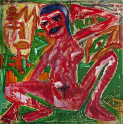 Zdzisław Nitka, "Kirchner i Marcella", 2004, olej, deska, ryt, 152 x 152 cm