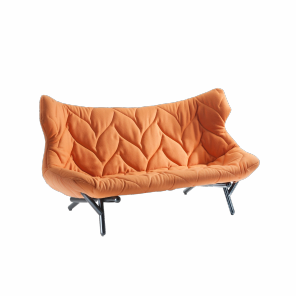 Pomarańczowa sofa pikowana