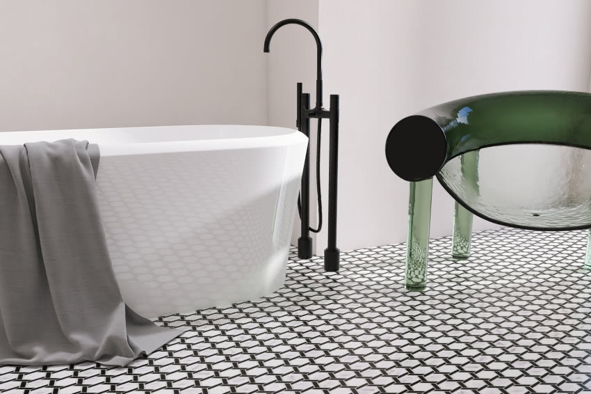 Heksagon Stella Marble & Black Matowy, Raw Decor