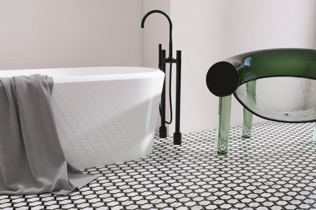 Heksagon Stella Marble & Black Matowy, Raw Decor