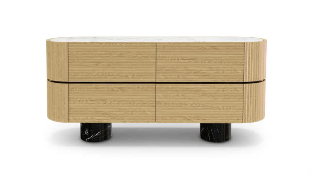 drewniana komoda na czarnych nóżkach