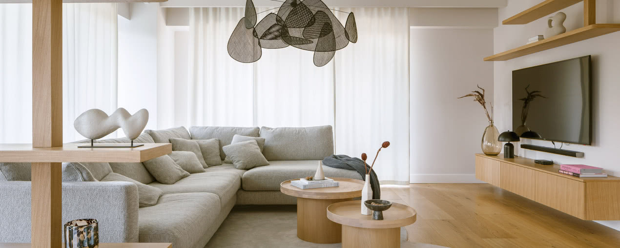 Tonacja spokoju - poznańskie mieszkanie w stylu japandi