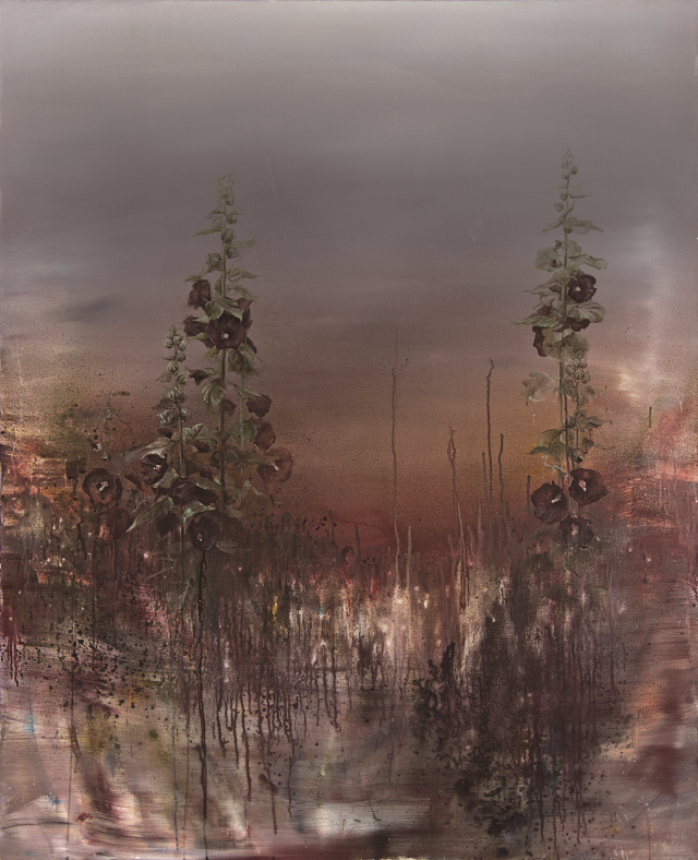 Paweł Matyszewski,
„Alcea rosea”, 2017,
akryl, płótno, 160 x 130 cm,
fot. Adam Gut