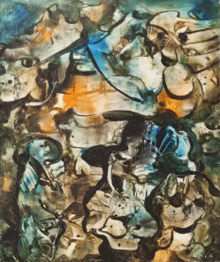 Alfred Lenica, bez tytułu, 1966, olej, płótno, 60 x 90 cm