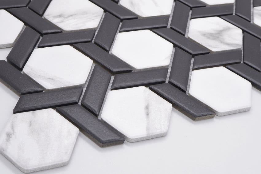 Heksagon Stella Marble & Black Matowy, Raw Decor