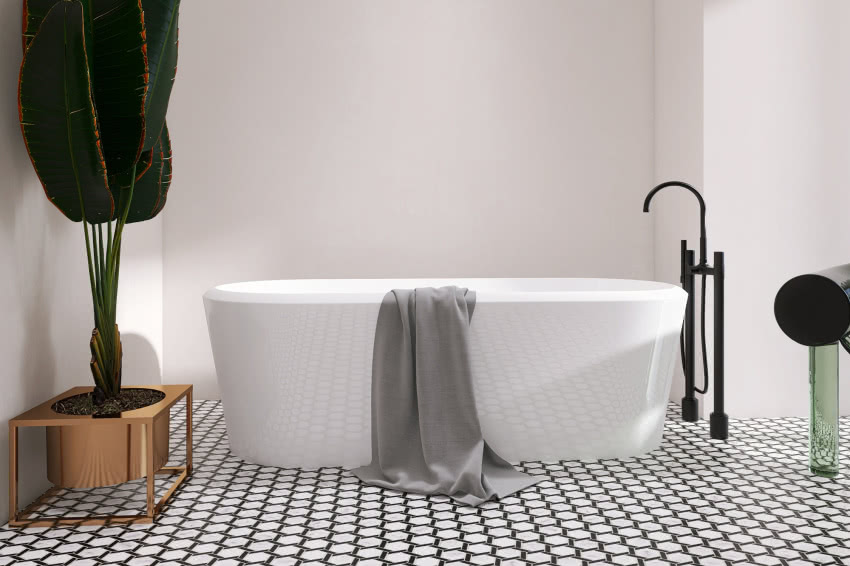 Heksagon Stella Marble & Black Matowy, Raw Decor