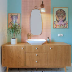 Łazienka z mozaiką Stick Pink Połysk na ścianie