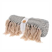 Szary pled z frędzlami, 170x130 cm