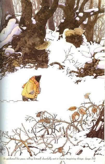 Krecik sam w lesie. Zwierzątko w żółtej...