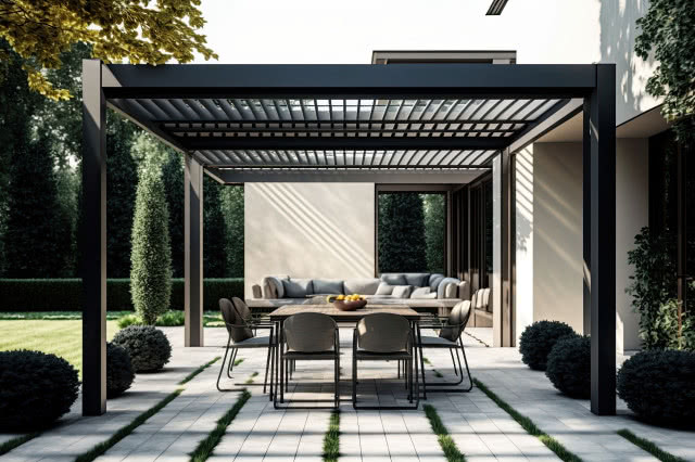 pergola aluminiowa na tarasie