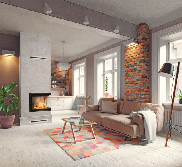 Wkład kominkowy LUCY 12 BS SLIM z bocznym przeszkleniem i z płytką komorą spalania, fot. Kratki.pl