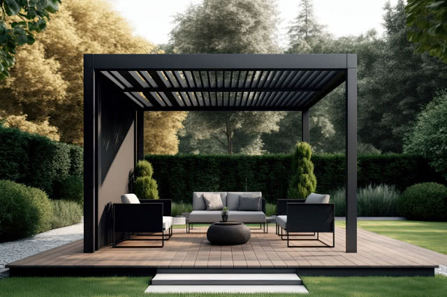 pergola aluminiowa na tarasie