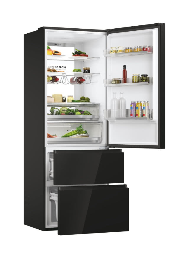 otwarta lodówka 3-drzwiowa