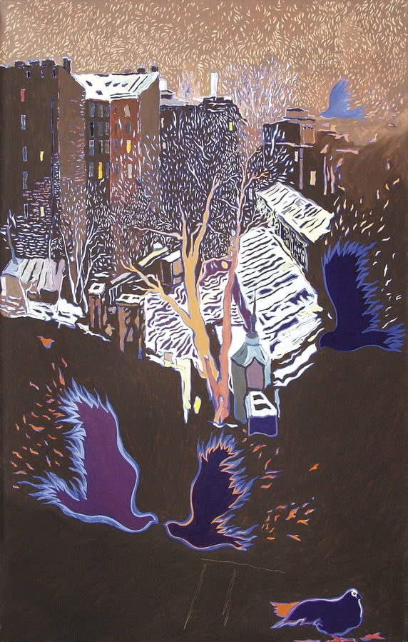 "Nocne ptaki" (1997), olej na płótnie, 201 x 130...