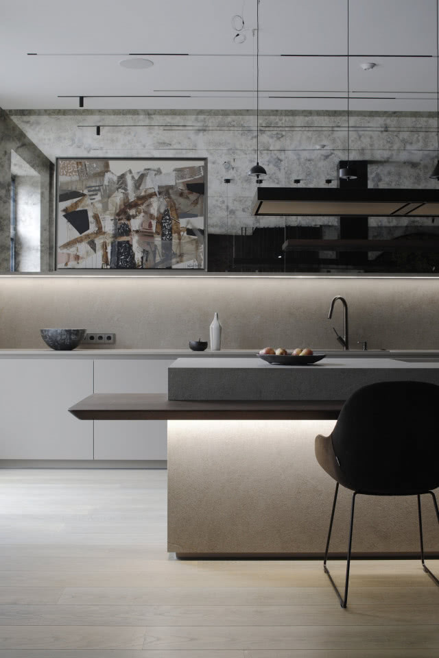 nowoczesna kuchnia w stonowanych barwach