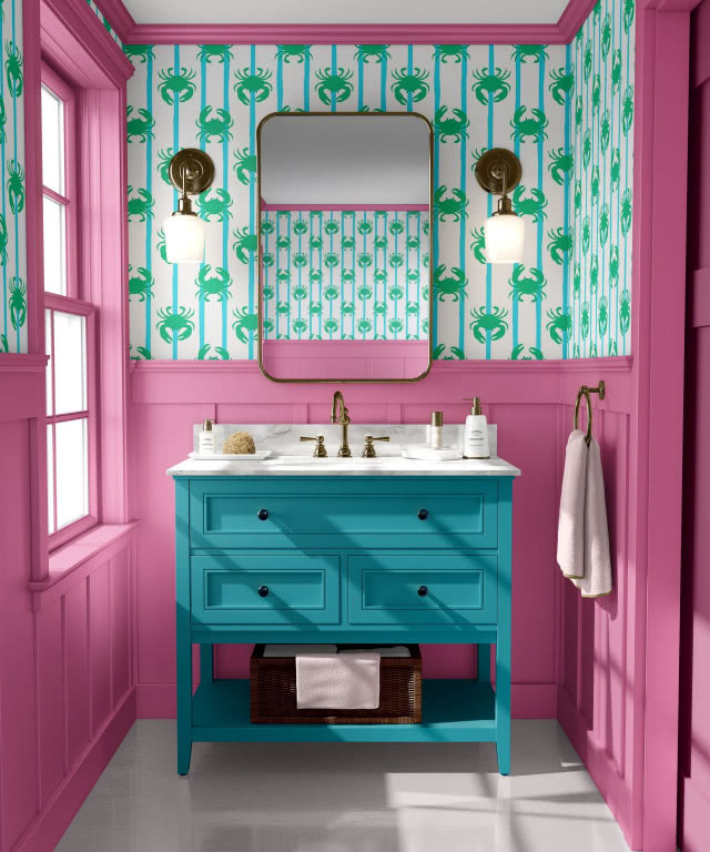 boazeria różowa, tapeta z kraby